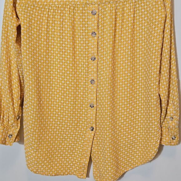 Anthropologie Isadora Long Sleeve Top Size Small Button Back Mustard Wool Blend - Picture 8 of 11